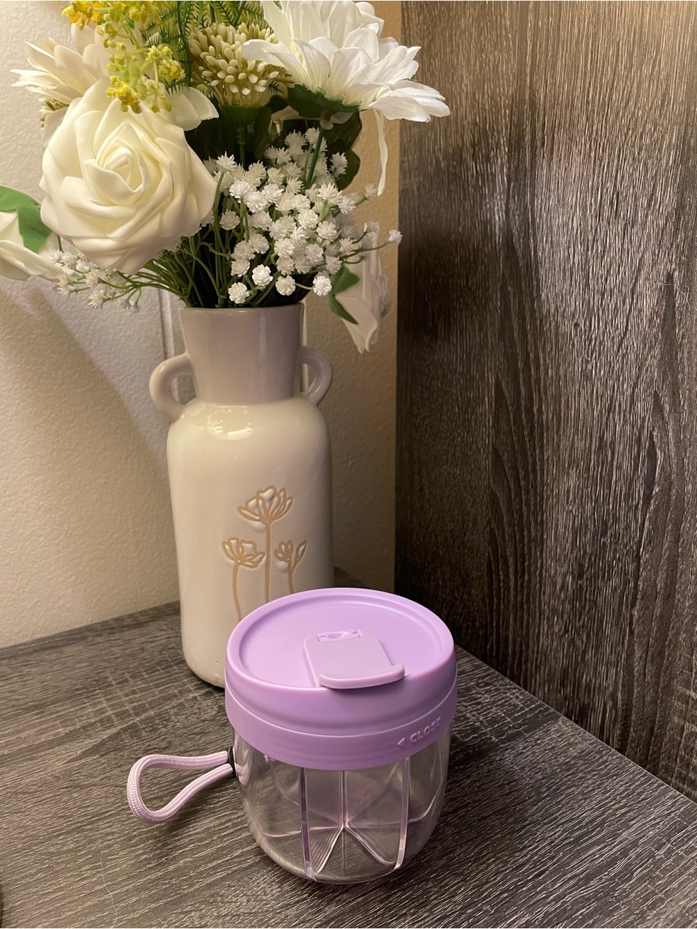 Purple daily pill box with twist lid